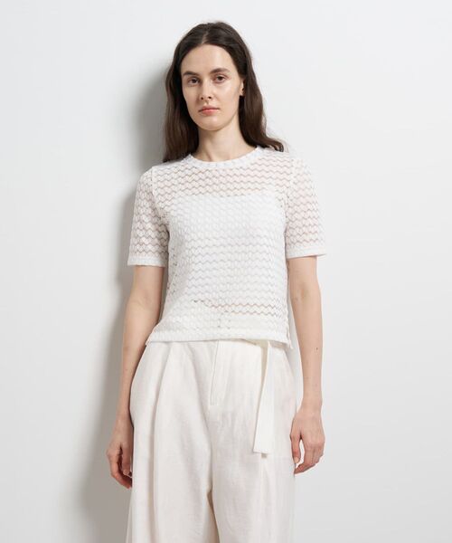 LANVIN en Bleu（ランバンオンブルー）の「シアーレースカットソー（Tシャツ/カットソー・レディース・ブラック/オフホワイト・38）」の6枚目の写真