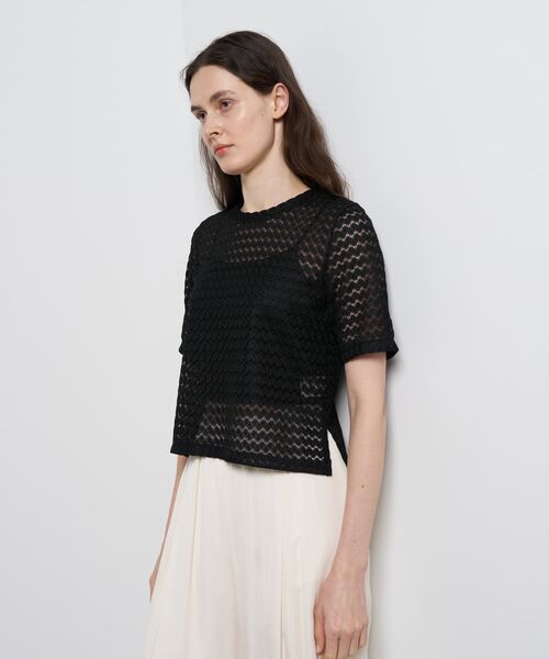 LANVIN en Bleu（ランバンオンブルー）の「シアーレースカットソー（Tシャツ/カットソー・レディース・ブラック/オフホワイト・38）」の15枚目の写真