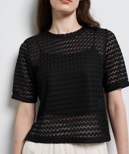 LANVIN en Bleu（ランバンオンブルー）の「シアーレースカットソー（Tシャツ/カットソー・レディース・ブラック/オフホワイト・38）」の17枚目の写真