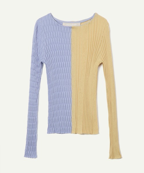 leinwande（ラインヴァンド）の「【leinwande】26SS新作 Mixture Rib Knitted Top（ニット/セーター・レディース・ブラック/グレー/ブルー/ベージュ系・ONE SIZE）」の4枚目の写真