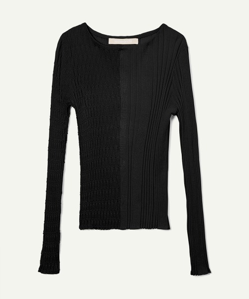 leinwande（ラインヴァンド）の「【leinwande】26SS新作 Mixture Rib Knitted Top（ニット/セーター・レディース・ブラック/グレー/ブルー/ベージュ系・ONE SIZE）」の2枚目の写真