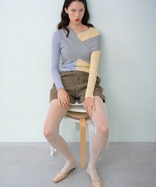 leinwande（ラインヴァンド）の「【leinwande】26SS新作 Mixture Rib Knitted Top（ニット/セーター・レディース・ブラック/グレー/ブルー/ベージュ系・ONE SIZE）」の6枚目の写真