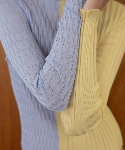 leinwande（ラインヴァンド）の「【leinwande】26SS新作 Mixture Rib Knitted Top（ニット/セーター・レディース・ブラック/グレー/ブルー/ベージュ系・ONE SIZE）」の15枚目の写真