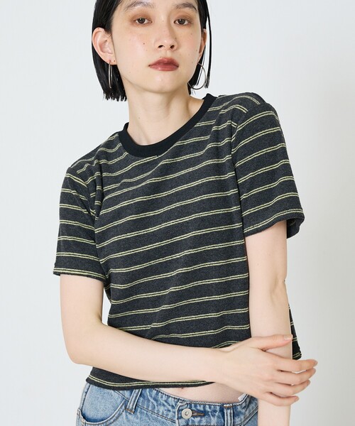 NOMINE（ノミネ）の「パイル 半袖 Tシャツ（Tシャツ/カットソー・レディース・グレー/ブラック/グリーン・フリー）」の3枚目の写真