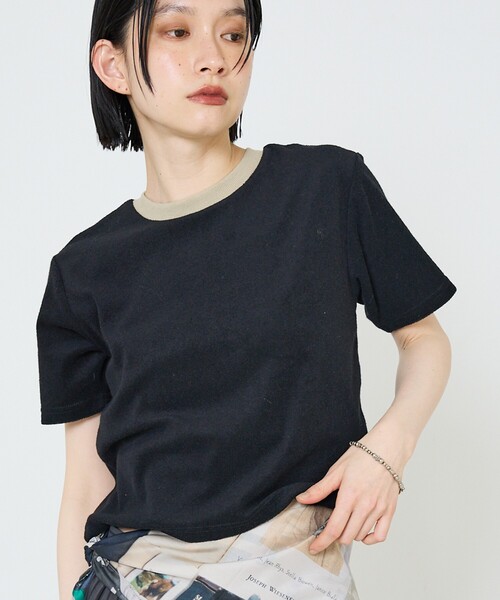 NOMINE（ノミネ）の「パイル 半袖 Tシャツ（Tシャツ/カットソー・レディース・グレー/ブラック/グリーン・フリー）」の2枚目の写真