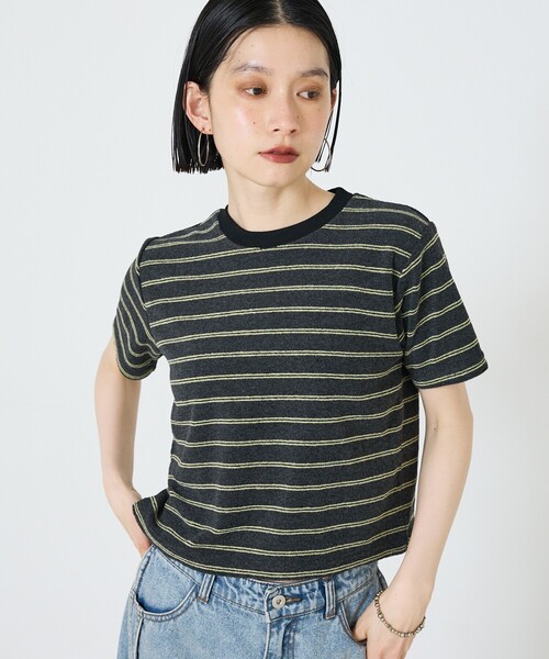 NOMINE（ノミネ）の「パイル 半袖 Tシャツ（Tシャツ/カットソー・レディース・グレー/ブラック/グリーン・フリー）」の4枚目の写真