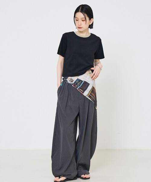 NOMINE（ノミネ）の「パイル 半袖 Tシャツ（Tシャツ/カットソー・レディース・グレー/ブラック/グリーン・フリー）」の5枚目の写真