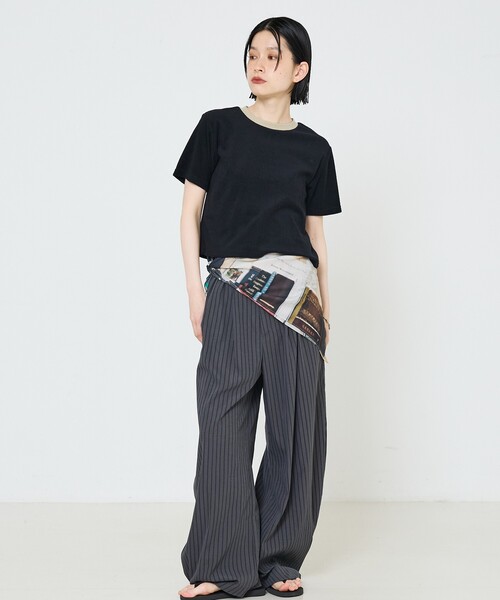 NOMINE（ノミネ）の「パイル 半袖 Tシャツ（Tシャツ/カットソー・レディース・グレー/ブラック/グリーン・フリー）」の6枚目の写真