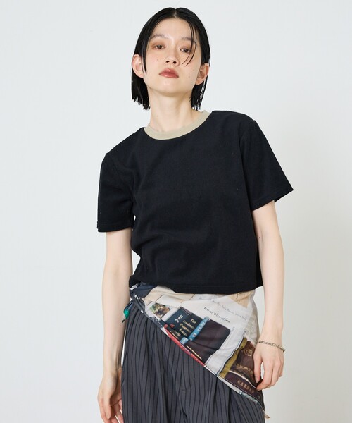 NOMINE（ノミネ）の「パイル 半袖 Tシャツ（Tシャツ/カットソー・レディース・グレー/ブラック/グリーン・フリー）」の7枚目の写真