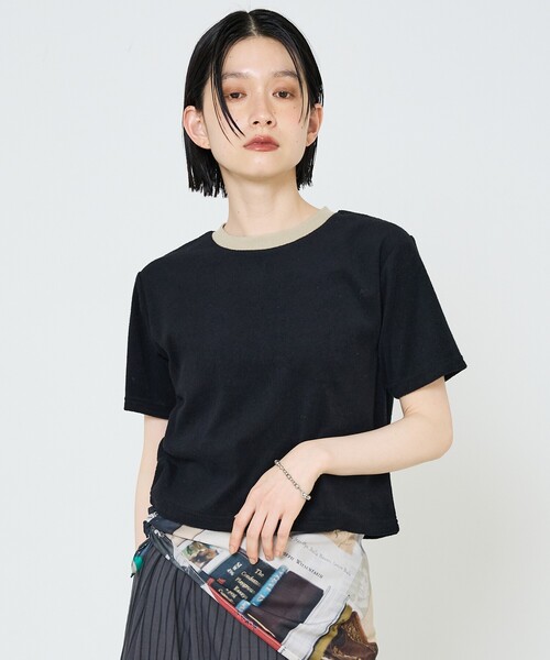 NOMINE（ノミネ）の「パイル 半袖 Tシャツ（Tシャツ/カットソー・レディース・グレー/ブラック/グリーン・フリー）」の8枚目の写真