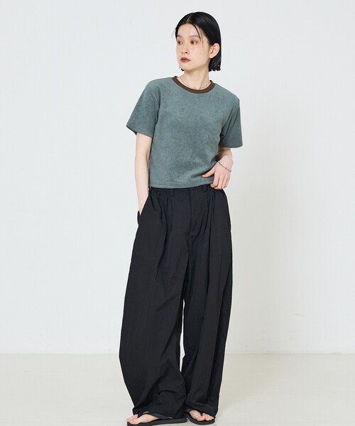 NOMINE（ノミネ）の「パイル 半袖 Tシャツ（Tシャツ/カットソー・レディース・グレー/ブラック/グリーン・フリー）」の9枚目の写真