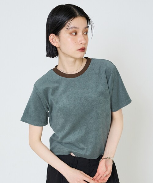 NOMINE（ノミネ）の「パイル 半袖 Tシャツ（Tシャツ/カットソー・レディース・グレー/ブラック/グリーン・フリー）」の14枚目の写真