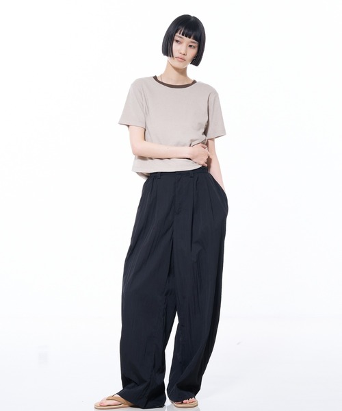 NOMINE(ノミネ)の「パイル 半袖 Tシャツ(Tシャツ/カットソー・レディース・グレー/ブラック/グリーン/モカ/アイボリー・フリー)」の8枚目の写真