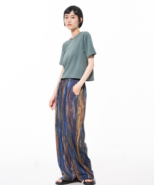 NOMINE(ノミネ)の「パイル 半袖 Tシャツ(Tシャツ/カットソー・レディース・グレー/ブラック/グリーン/モカ/アイボリー・フリー)」の11枚目の写真