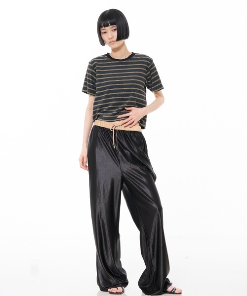NOMINE(ノミネ)の「パイル 半袖 Tシャツ(Tシャツ/カットソー・レディース・グレー/ブラック/グリーン/モカ/アイボリー・フリー)」の15枚目の写真