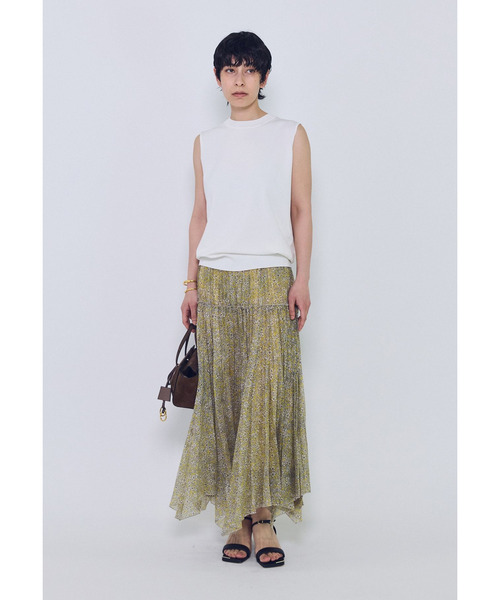 1er Arrondissement(プルミエアロンディスモン)の「ハミングバードプリントプリーツスカート(スカート・レディース・イエロー・36/38)」の4枚目の写真