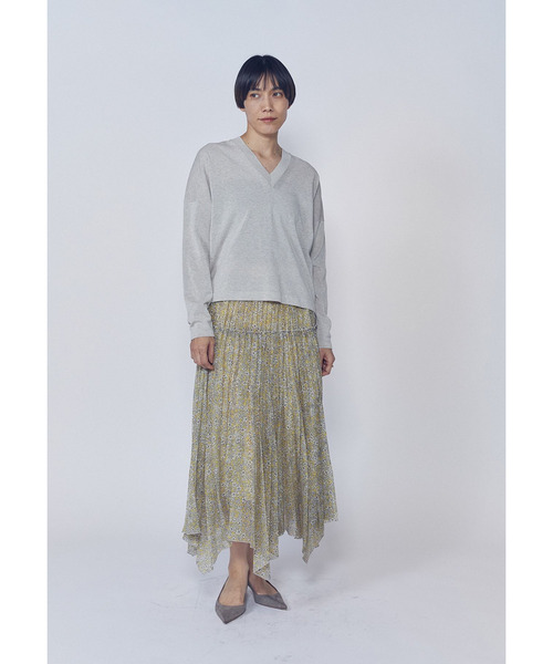 1er Arrondissement(プルミエアロンディスモン)の「ハミングバードプリントプリーツスカート(スカート・レディース・イエロー・36/38)」の9枚目の写真