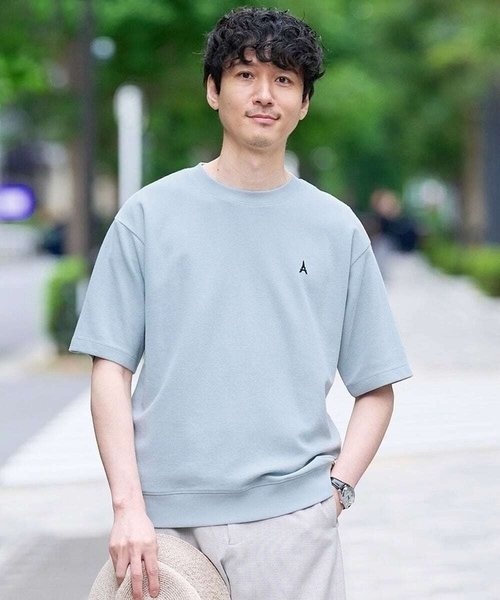 a.v.v(アーヴェヴェ)の「夏カットソー人気NO.1【接触冷感】ライトアゼ1ポイントシシュウスウェットT〈イージーケア/洗濯機で洗える/毛玉になりにくい〉(Tシャツ/カットソー・メンズ・ブラック/チャコールグレー/ブルー/ホワイト/ライトグレー/ブラウン/ボルドー/ピンク/ミント/グリーン・46/48/50/44/52)」の8枚目の写真