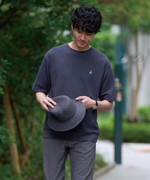 a.v.v(アーヴェヴェ)の「夏カットソー人気NO.1【接触冷感】ライトアゼ1ポイントシシュウスウェットT〈イージーケア/洗濯機で洗える/毛玉になりにくい〉(Tシャツ/カットソー・メンズ・ブラック/チャコールグレー/ブルー/ホワイト/ライトグレー/ブラウン/ボルドー/ピンク/ミント/グリーン・46/48/50/44/52)」の18枚目の写真