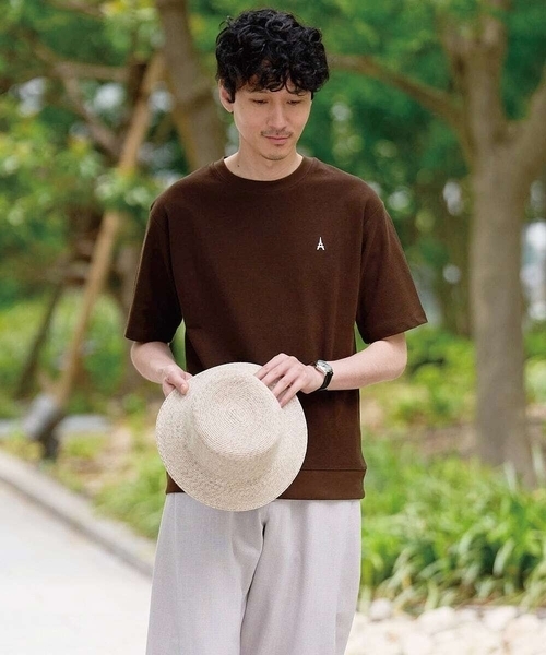 a.v.v(アーヴェヴェ)の「夏カットソー人気NO.1【接触冷感】ライトアゼ1ポイントシシュウスウェットT〈イージーケア/洗濯機で洗える/毛玉になりにくい〉(Tシャツ/カットソー・メンズ・ブラック/チャコールグレー/ブルー/ホワイト/ライトグレー/ブラウン/ボルドー/ピンク/ミント/グリーン・46/48/50/44/52)」の16枚目の写真