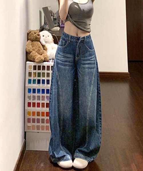 core core（コアコア）の「ワイドデニムパンツ（デニムパンツ・レディース・インディゴブルー・S/M/L）」の4枚目の写真