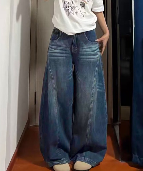 core core（コアコア）の「ワイドデニムパンツ（デニムパンツ・レディース・インディゴブルー・S/M/L）」の7枚目の写真