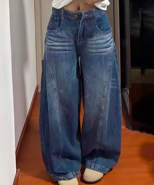 core core（コアコア）の「ワイドデニムパンツ（デニムパンツ・レディース・インディゴブルー・S/M/L）」の10枚目の写真