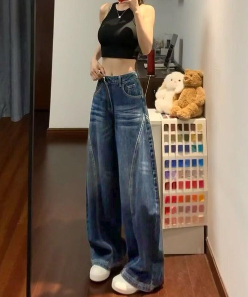 core core（コアコア）の「ワイドデニムパンツ（デニムパンツ・レディース・インディゴブルー・S/M/L）」の11枚目の写真