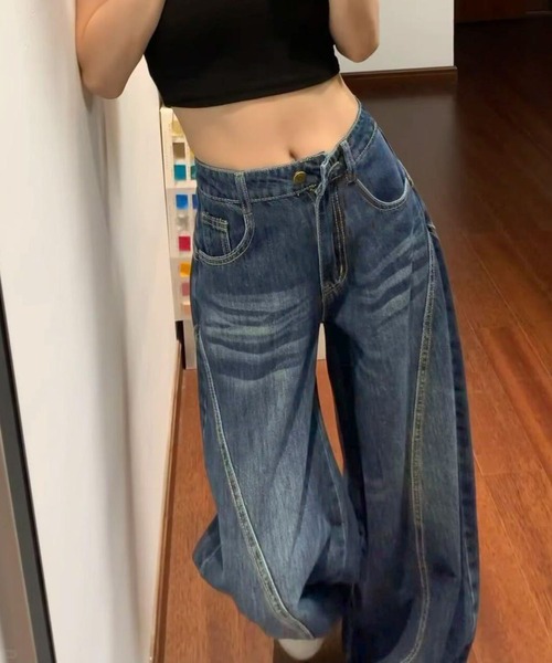 core core（コアコア）の「ワイドデニムパンツ（デニムパンツ・レディース・インディゴブルー・S/M/L）」の16枚目の写真