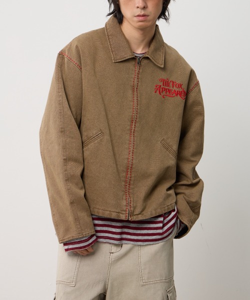 T.FOX (ティーフォックス)の「Vintage Wash Embroidered Zip Blouson/ヴィンテージウォッシュ刺繍ジップブルゾン(デニムジャケット・メンズ・グレー/ブラウン・L)」の2枚目の写真
