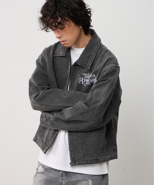 T.FOX (ティーフォックス)の「Vintage Wash Embroidered Zip Blouson/ヴィンテージウォッシュ刺繍ジップブルゾン(デニムジャケット・メンズ・グレー/ブラウン・L)」の1枚目の写真