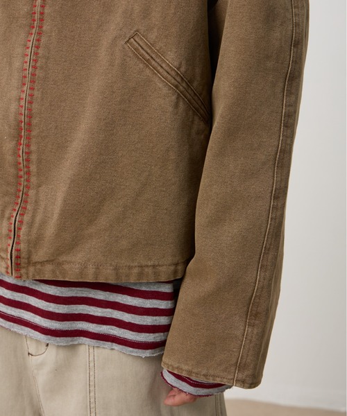T.FOX (ティーフォックス)の「Vintage Wash Embroidered Zip Blouson/ヴィンテージウォッシュ刺繍ジップブルゾン(デニムジャケット・メンズ・グレー/ブラウン・L)」の7枚目の写真