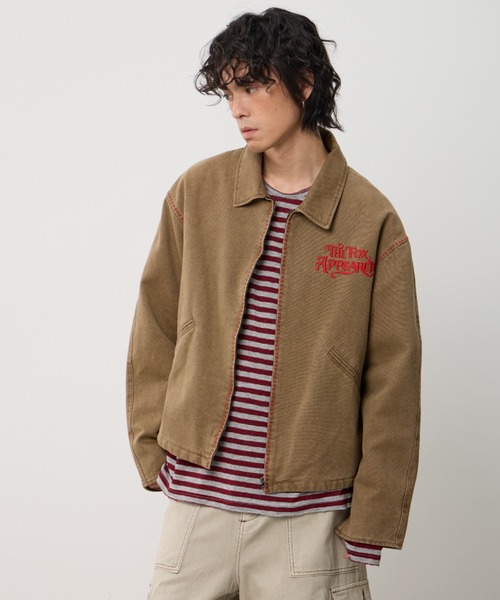 T.FOX (ティーフォックス)の「Vintage Wash Embroidered Zip Blouson/ヴィンテージウォッシュ刺繍ジップブルゾン(デニムジャケット・メンズ・グレー/ブラウン・L)」の4枚目の写真
