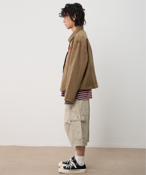 T.FOX (ティーフォックス)の「Vintage Wash Embroidered Zip Blouson/ヴィンテージウォッシュ刺繍ジップブルゾン(デニムジャケット・メンズ・グレー/ブラウン・L)」の10枚目の写真