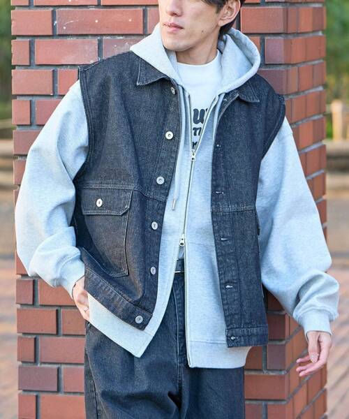 CRAFT STANDARD BOUTIQUE（クラフトスタンダードブティック）の「デニムベスト（ベスト・メンズ・ブラック/インディゴブルー・M/L）」の3枚目の写真