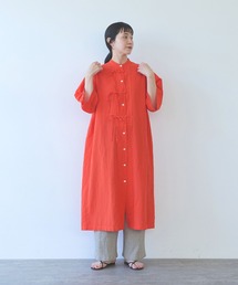 yuni | 強撚CottonLine近江晒 ribonシャツワンピース(シャツワンピース)