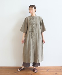 強撚CottonLine近江晒 ribbonシャツワンピース