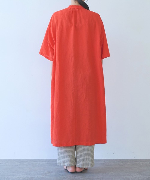 yuni（ユニ　）の「強撚CottonLine近江晒 ribbonシャツワンピース（シャツワンピース・レディース・レッド/カーキ/チャコールグレー/パープル・FREE）」の11枚目の写真