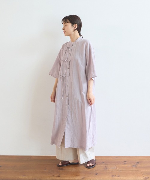 yuni（ユニ　）の「強撚CottonLine近江晒 ribbonシャツワンピース（シャツワンピース・レディース・レッド/カーキ/チャコールグレー/パープル・FREE）」の21枚目の写真