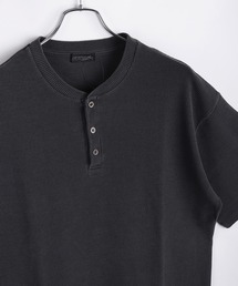ピグメント加工 ワッフル ヘンリーネックTシャツ サーマル 半袖 ワイドシルエット