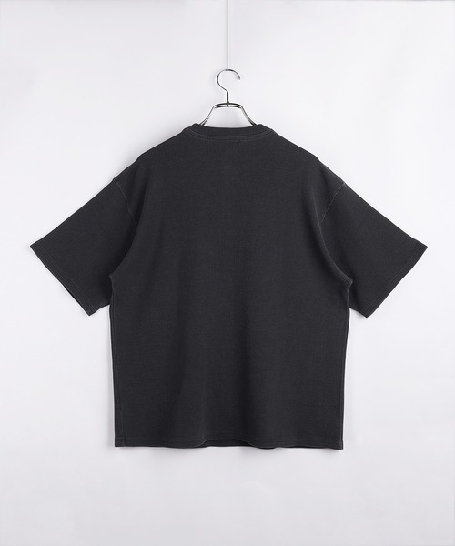 WESTSEA(ウエストシー)の「ピグメント加工 ワッフル ヘンリーネックTシャツ サーマル 半袖 ワイドシルエット(Tシャツ/カットソー・メンズ・ブラック系その他2/ブラック/ブラック系その他・L/M)」の5枚目の写真