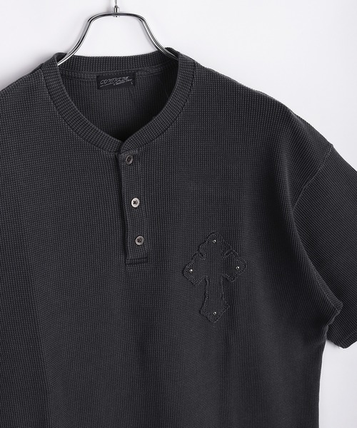 WESTSEA(ウエストシー)の「ピグメント加工 ワッフル ヘンリーネックTシャツ サーマル 半袖 ワイドシルエット(Tシャツ/カットソー・メンズ・ブラック系その他2/ブラック/ブラック系その他・L/M)」の13枚目の写真