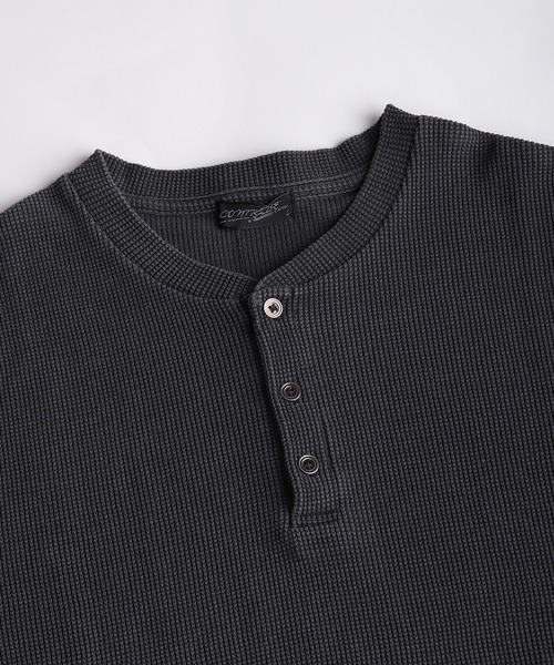 WESTSEA(ウエストシー)の「ピグメント加工 ワッフル ヘンリーネックTシャツ サーマル 半袖 ワイドシルエット(Tシャツ/カットソー・メンズ・ブラック系その他2/ブラック/ブラック系その他・L/M)」の15枚目の写真