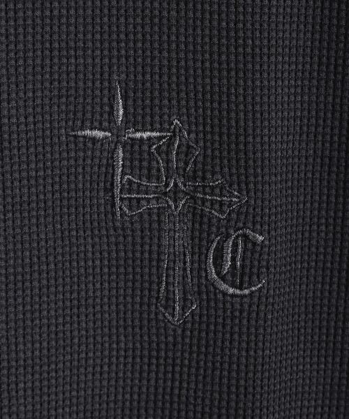 WESTSEA(ウエストシー)の「ピグメント加工 ワッフル ヘンリーネックTシャツ サーマル 半袖 ワイドシルエット(Tシャツ/カットソー・メンズ・ブラック系その他2/ブラック/ブラック系その他・L/M)」の10枚目の写真
