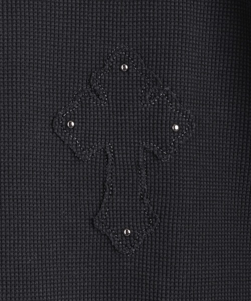 WESTSEA(ウエストシー)の「ピグメント加工 ワッフル ヘンリーネックTシャツ サーマル 半袖 ワイドシルエット(Tシャツ/カットソー・メンズ・ブラック系その他2/ブラック/ブラック系その他・L/M)」の14枚目の写真