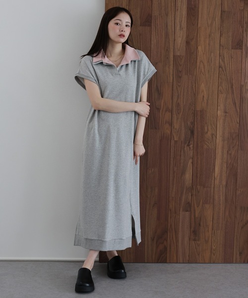J by blue(ジェイバイブルー)の「レイヤードスウェットワンピース(ワンピース・レディース・グレー/ブラック・MEDIUM)」の2枚目の写真