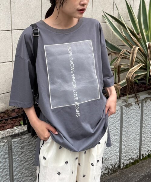 CIAOPANIC TYPY(チャオパニックティピー)の「オーガンジーシアードッキングプリントTEE(Tシャツ/カットソー・レディース・チャコールグレー/ピンク/ミント/アイボリー・ONE SIZE)」の3枚目の写真