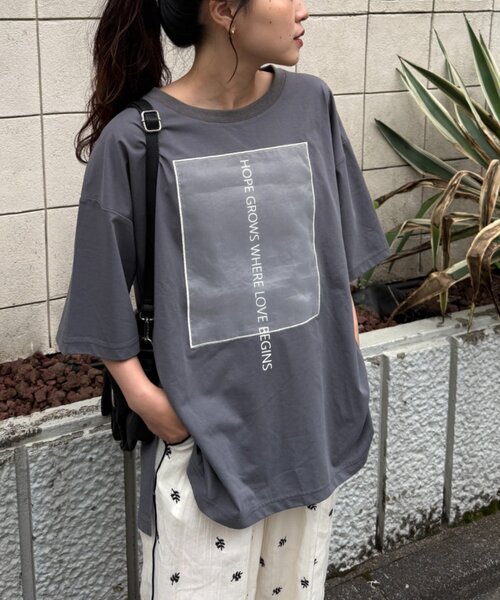 CIAOPANIC TYPY(チャオパニックティピー)の「オーガンジーシアードッキングプリントTEE(Tシャツ/カットソー・レディース・チャコールグレー/ピンク/ミント/アイボリー・ONE SIZE)」の8枚目の写真