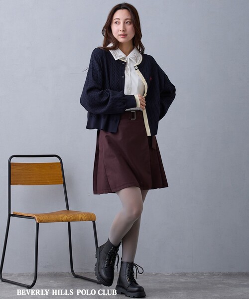 NICOLE CLUB(ニコル クラブ)の「アシメプリーツミニスカート(スカート・レディース・ブラック/ライトグレー/ボルドー・M)」の4枚目の写真