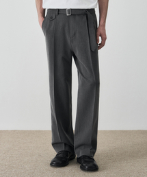 DRAW FIT（ドローフィット）の「ヘリンボーンベルト付きセミワイドスラックス [グレー]（スラックス）」